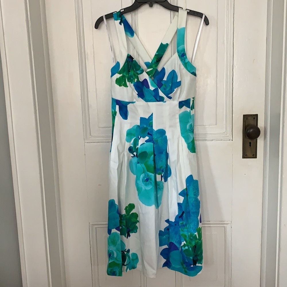 NWT!  Calvin Klein Strap Blue Flowered Dress. Dressy or casual. NWT